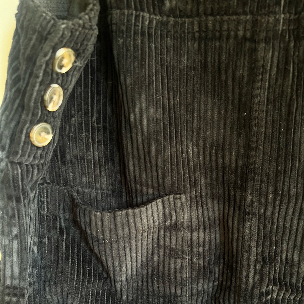 Black Corduroy Overall Mini Dress - Picture 6 of 7